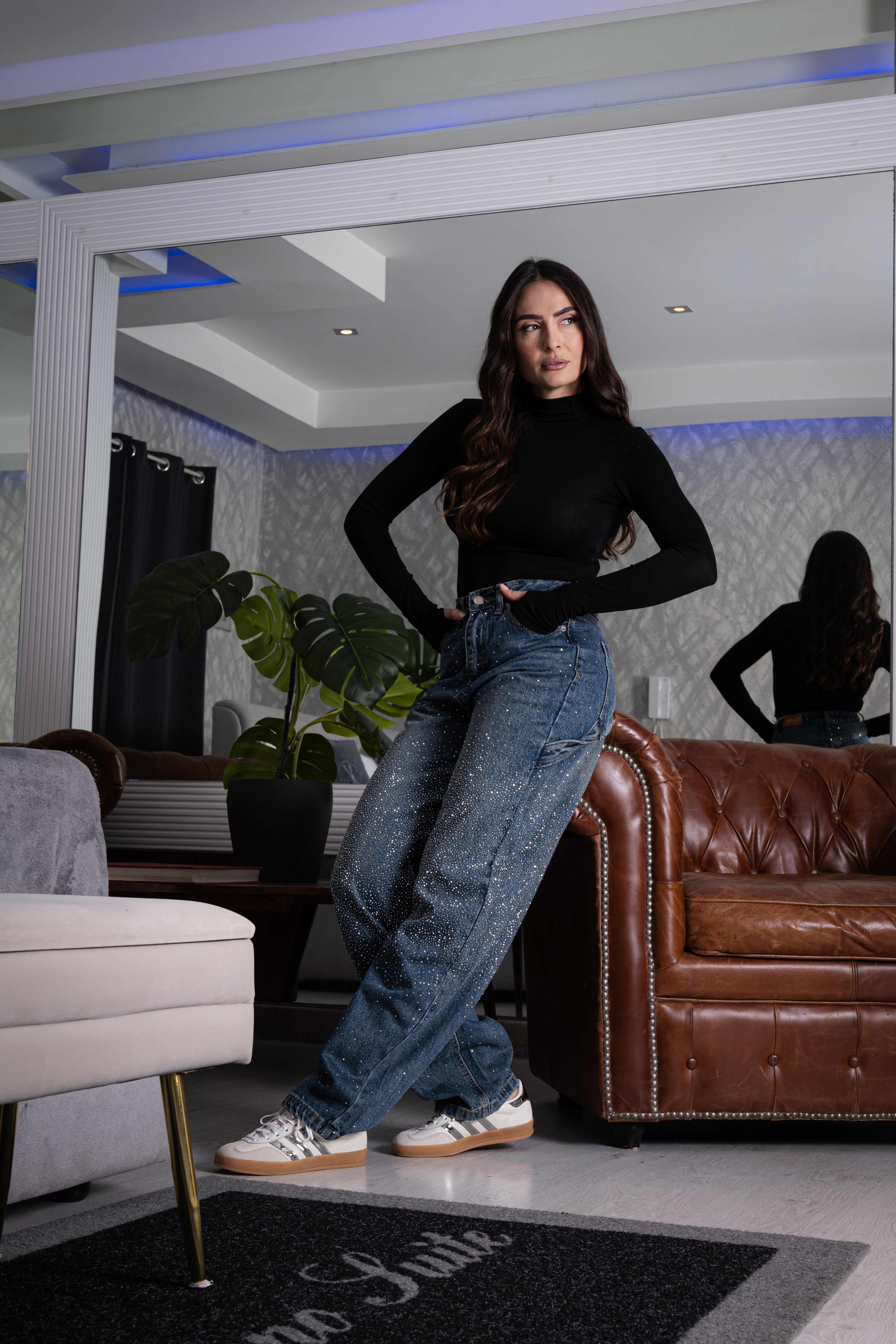 Jeans microstrass Baggy Sofia A3290